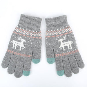 Winter Reindeer Touch Screen Gloves - Black - UPKIWI
