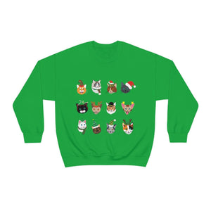 Meowvelous Christmas Cats Unisex Heavy Blend™ Crewneck Sweatshirt - S / Irish Green - UPKIWI