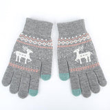 Winter Reindeer Touch Screen Gloves - Gray - UPKIWI