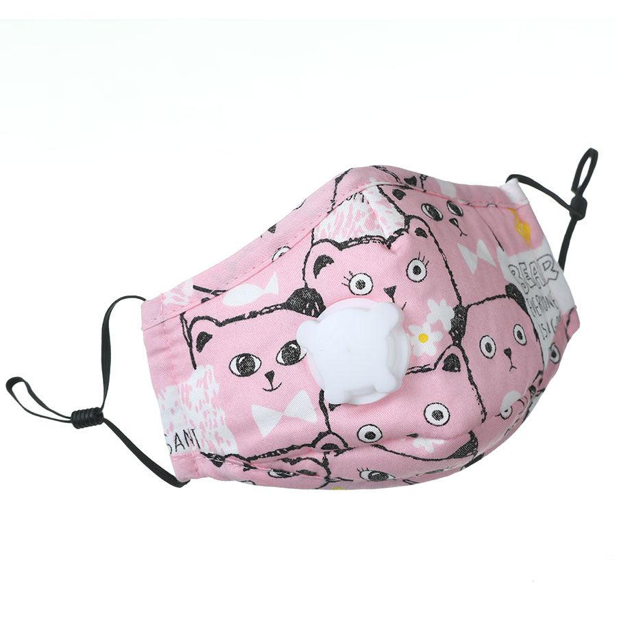 Kids' Face Mask with replaceable PM2.5 Filter - Pink Bear - UPKIWI