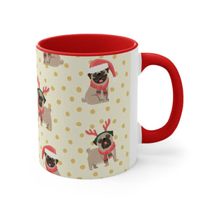 Christmas Pug Accent Coffee Mug, 11oz - UPKIWI