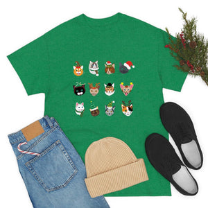 MEOWVELOUS CHRISTMAS CATS Unisex Cotton T-shirt - UPKIWI