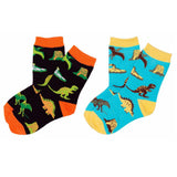 Dinosaur World Toddler Kids Crew Socks - M/ 4-7 Years Old (11c-13c) / Dinosaur World - 2 Pairs - UPKIWI