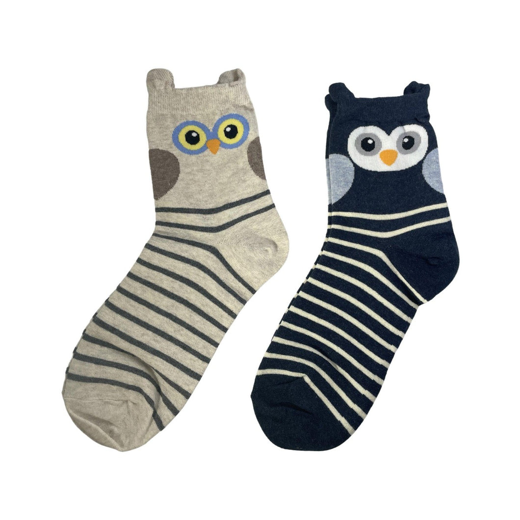 Cute Owl Cotton Ankle Socks - 2 Pairs Pack / Women's Shoe Size 5-10 - UPKIWI