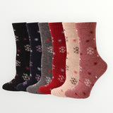 Let It Snow Winter Snowflakes Wool Socks - 6 Pairs Pack / Women's Shoe Size 5-10 - UPKIWI