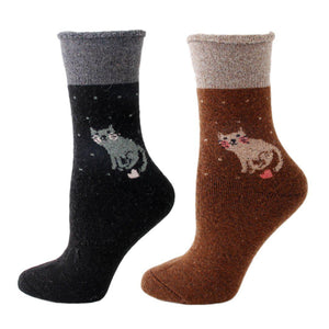 Heart Kitty Extra Thick and Warm Women's Wool Socks - UPKIWI