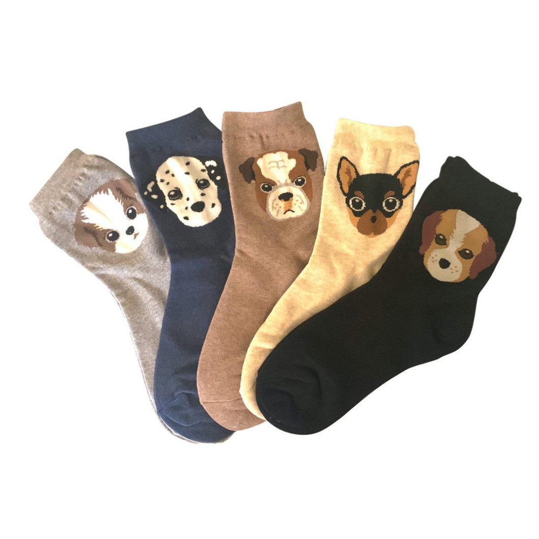 Dog Face Women's Ankle Socks - 5Pairs Pack / Women's Shoe Size 5-9 - UPKIWI