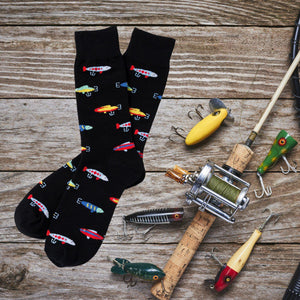 Fishing Lures Pattern Men's Crew Socks - UPKIWI
