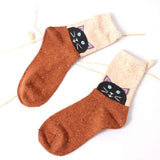 Forest Cat Lightweight Wool Blend Socks - UPKIWI