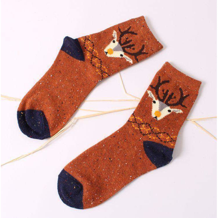 Forest Deer Lightweight Wool Blend Socks - UPKIWI