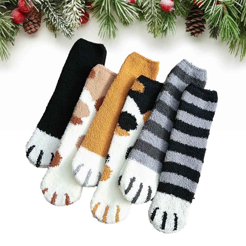 Fluffy Cat Paw Fuzzy Fleece Socks – UPKIWI