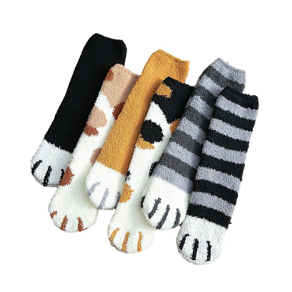 Fluffy Cat Paw Fuzzy Fleece Socks – UPKIWI