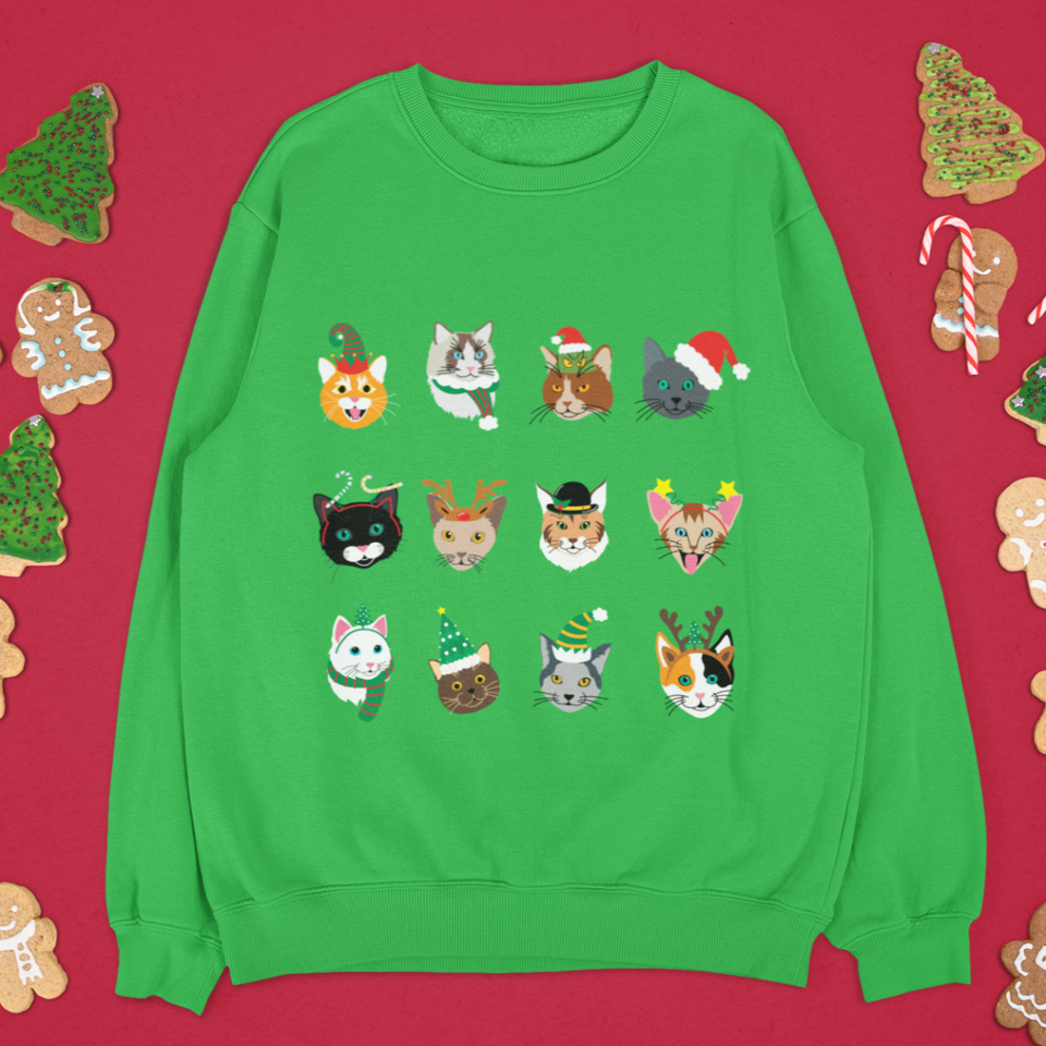 Meowvelous Christmas Cats Unisex Heavy Blend™ Crewneck Sweatshirt - UPKIWI