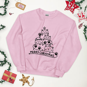 Cute Christmas Cat Tree Unisex Sweatshirt - UPKIWI