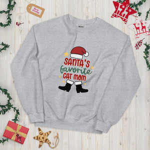 Santa's Favorite Cat Mom Unisex Sweatshirt - UPKIWI