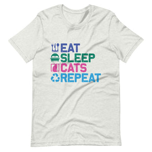 Eat Sleep Cat Repeat Short-Sleeve Unisex T-Shirt - Ash / S - UPKIWI