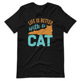 Life Is Better with a Cat Short-Sleeve Unisex T-Shirt - Black / XS - UPKIWI