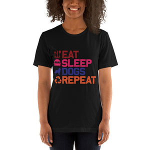 Eat Sleep Dog Repeat Short-Sleeve Unisex T-Shirt - Ash / S - UPKIWI