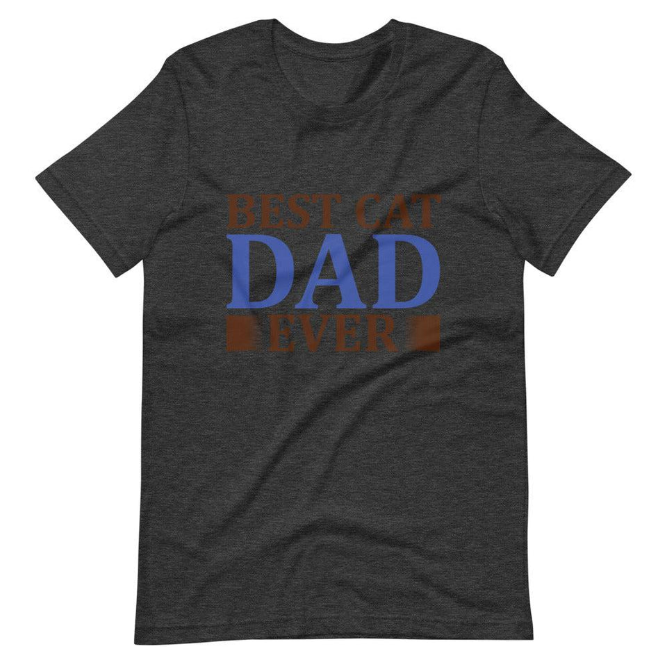 Best Cat Dad Ever Short-Sleeve Unisex T-Shirt - Dark Grey Heather / XS - UPKIWI