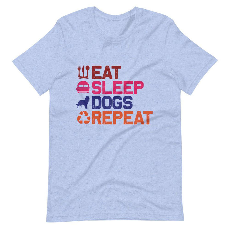 Eat Sleep Dog Repeat Short-Sleeve Unisex T-Shirt - Heather Blue / S - UPKIWI