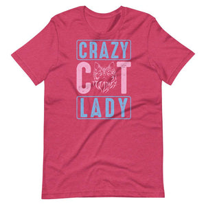 Crazy Cat Lady Short-Sleeve Unisex T-Shirt - Heather Raspberry / S - UPKIWI