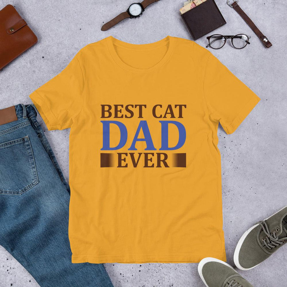 Best Cat Dad Ever Short-Sleeve Unisex T-Shirt - UPKIWI