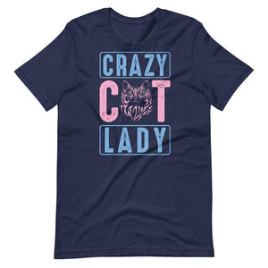 Crazy Cat Lady Short-Sleeve Unisex T-Shirt - Navy / XS - UPKIWI
