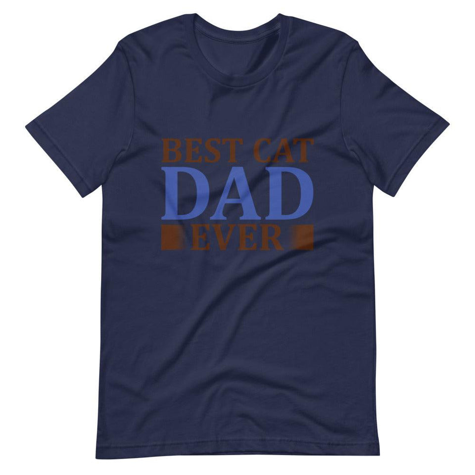 Best Cat Dad Ever Short-Sleeve Unisex T-Shirt - Navy / XS - UPKIWI