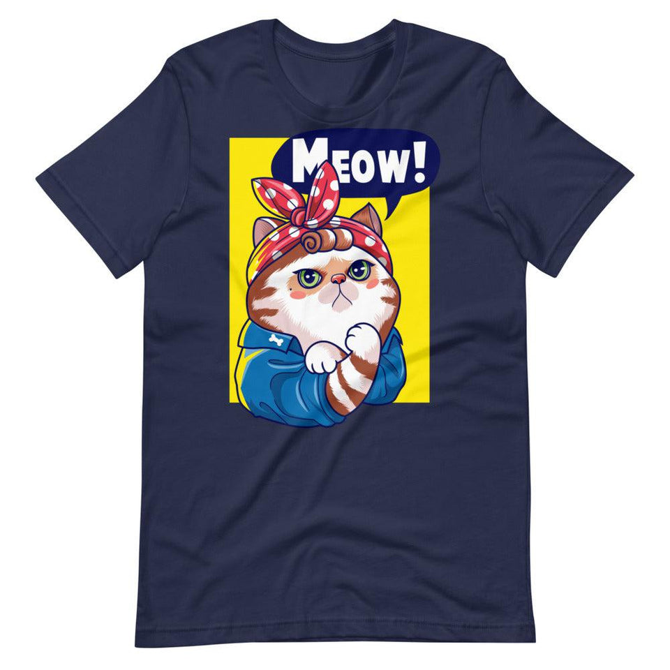 We Can Do Meow Short-Sleeve Unisex T-Shirt - Navy / XS - UPKIWI