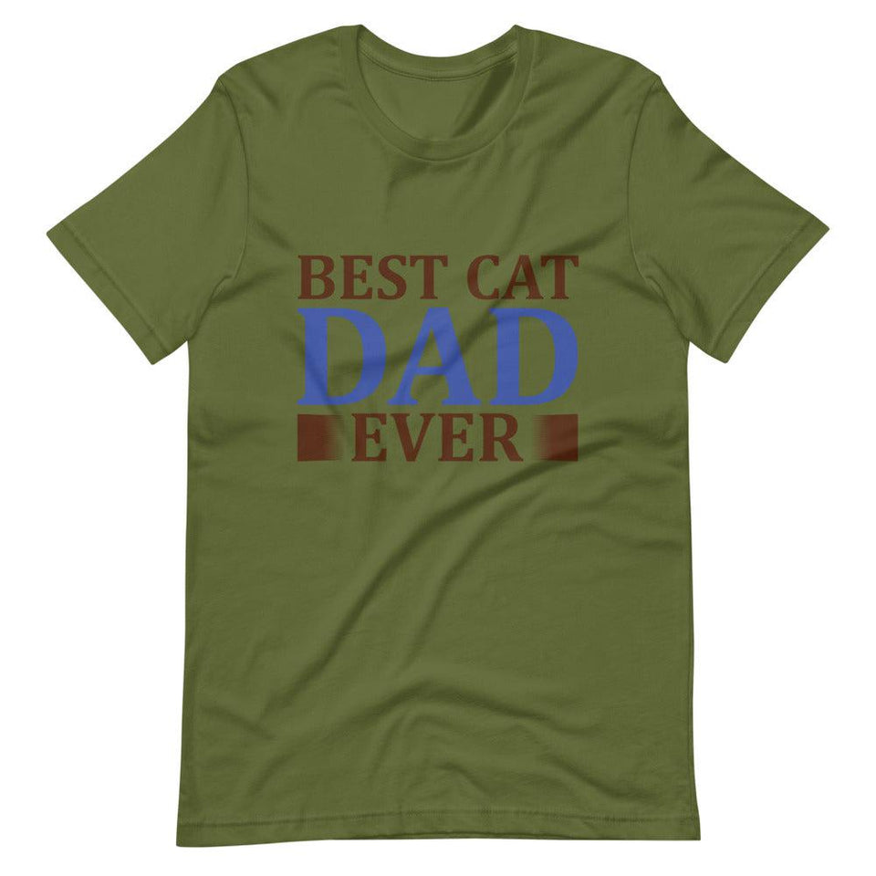 Best Cat Dad Ever Short-Sleeve Unisex T-Shirt - Olive / S - UPKIWI