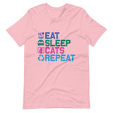 Eat Sleep Cat Repeat Short-Sleeve Unisex T-Shirt - Pink / S - UPKIWI
