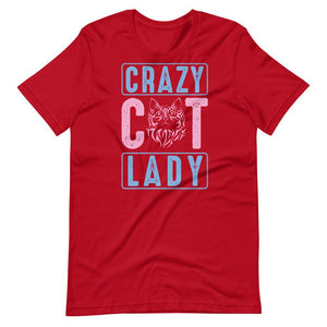 Crazy Cat Lady Short-Sleeve Unisex T-Shirt - Red / S - UPKIWI