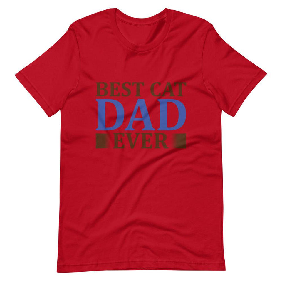 Best Cat Dad Ever Short-Sleeve Unisex T-Shirt - Red / S - UPKIWI