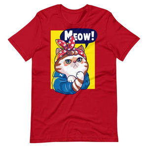 We Can Do Meow Short-Sleeve Unisex T-Shirt - Red / S - UPKIWI