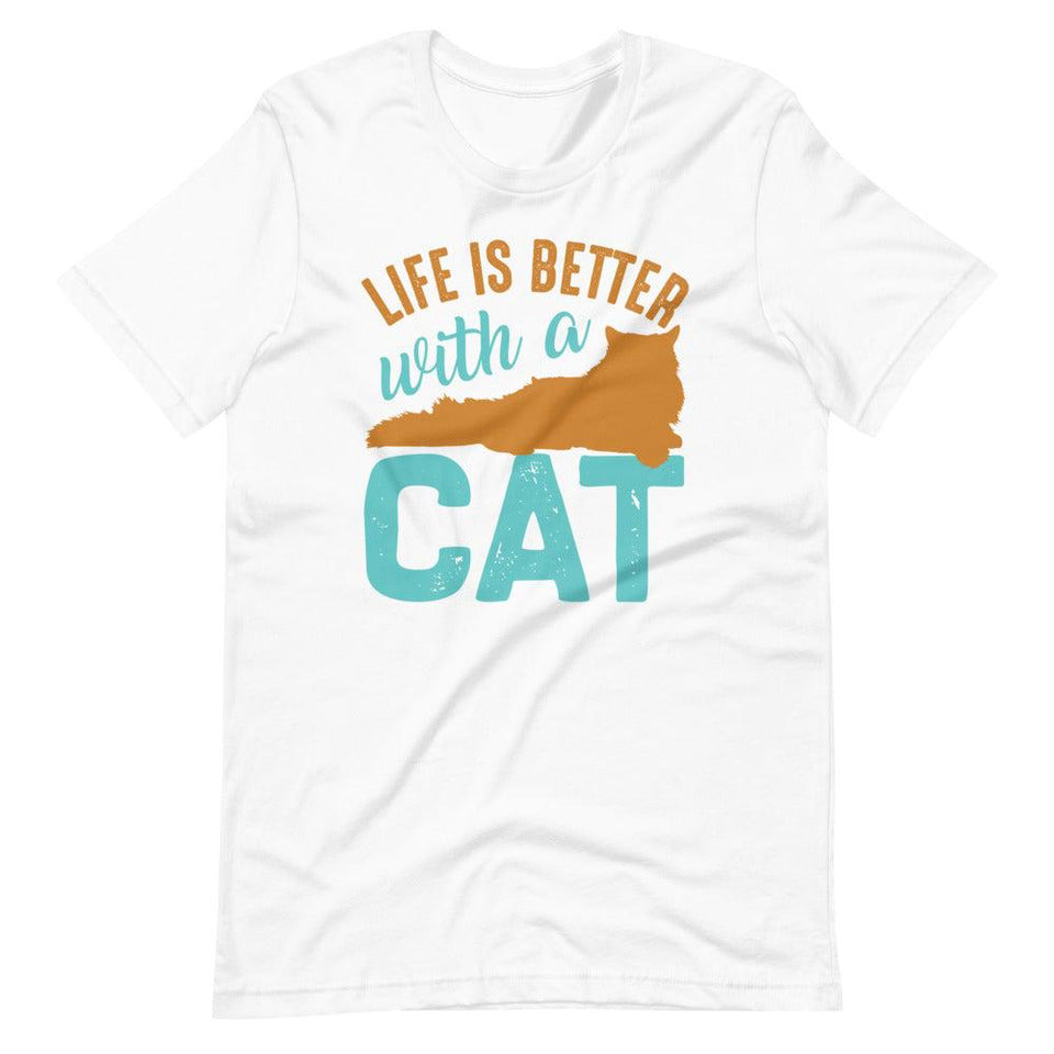 Life Is Better with a Cat Short-Sleeve Unisex T-Shirt - White / XS - UPKIWI
