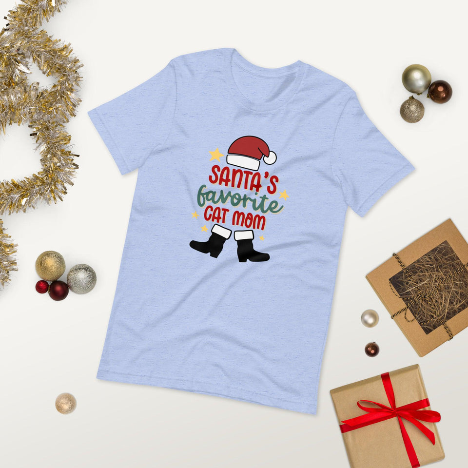 Santa's Favorite Cat Mom Unisex t-shirt - UPKIWI