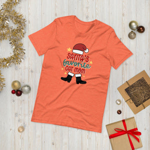 Santa's Favorite Cat Mom Unisex t-shirt - Heather Orange / S - UPKIWI