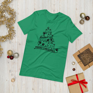 Cute Christmas Cat Tree Unisex t-shirt - Kelly / XS - UPKIWI