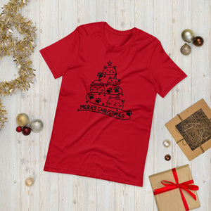 Cute Christmas Cat Tree Unisex t-shirt - Red / XS - UPKIWI