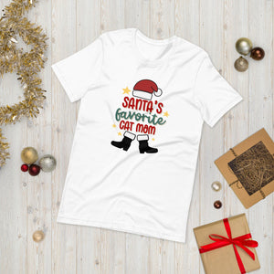 Santa's Favorite Cat Mom Unisex t-shirt - White / XS - UPKIWI