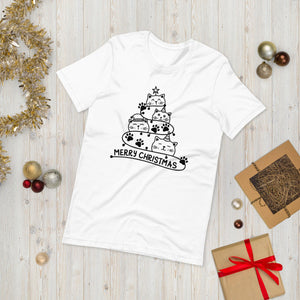Cute Christmas Cat Tree Unisex t-shirt - White / XS - UPKIWI