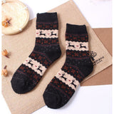 Vintage Reindeer Ultra Warm Wool Blend Socks - Black / Women's Shoe Size 5-10 - UPKIWI
